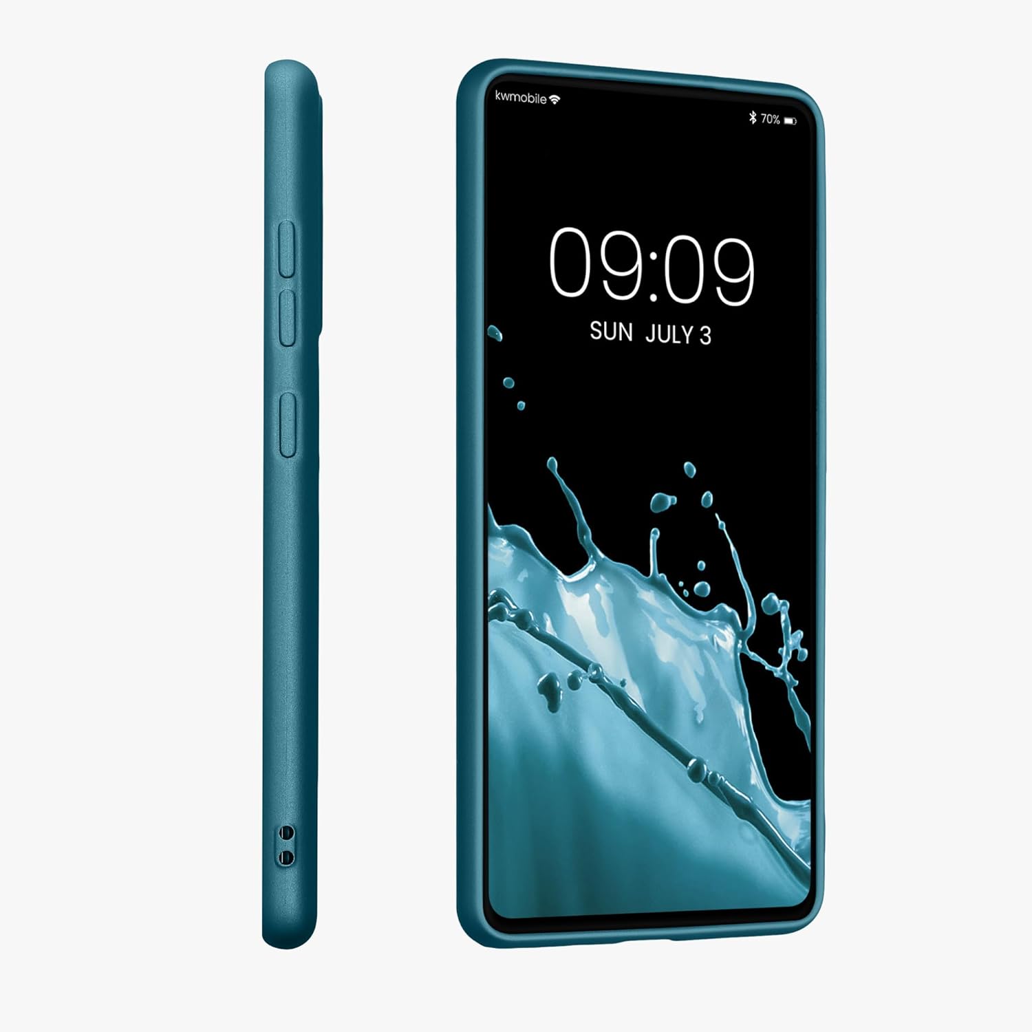 kwmobile Funda compatible con Samsung Galaxy S20 FE – Funda de silicona TPU metálica suave y delgada – Azul caribeño metálico