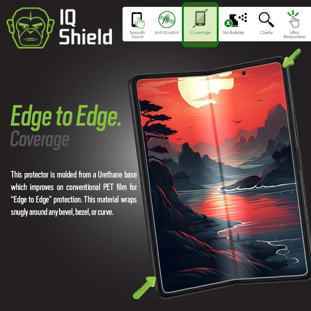 IQShield Protector de pantalla compatible con Samsung Galaxy Z Fold 3 (paquete de 2) película de TPU transparente antiburbujas