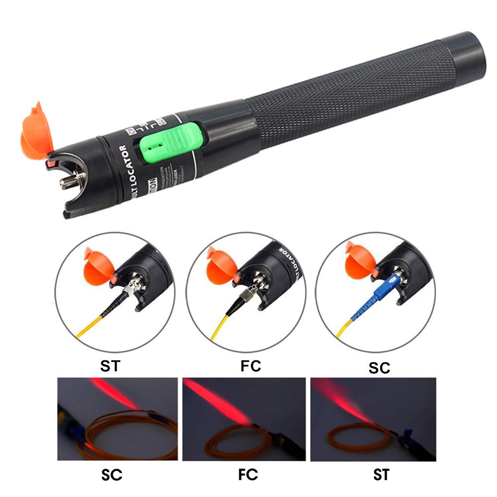 Localizador visual de fallas 30mW 30KM Kit con kit de probador VFL incluye un solo modo 9125um FC macho a LC hembra, bolígrafo de luz roja VFL para