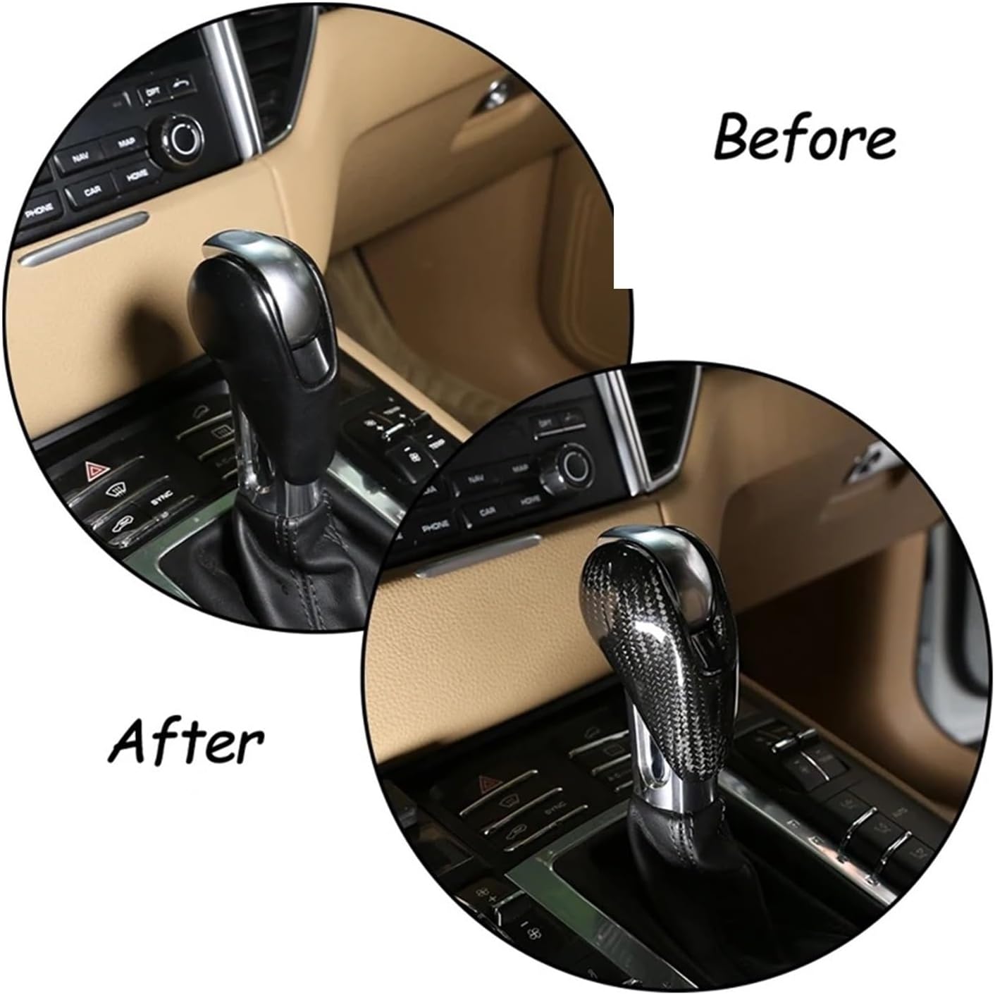 Funda de fibra de carbono real para el cabezal de cambio de marchas, compatible con MACAN 718 911, Panamera Cayman Boxster 2009-2021, accesorios de