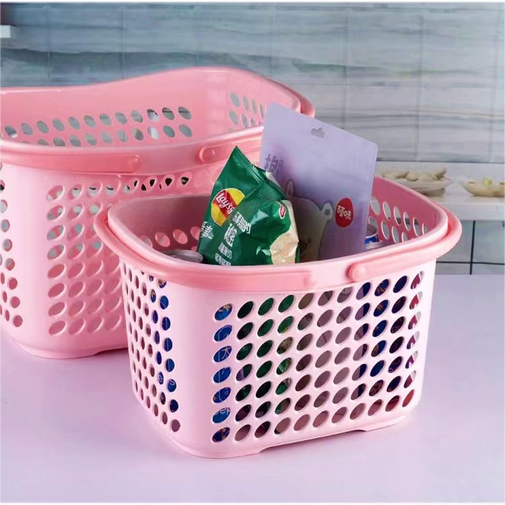 Cesta grande de plástico para ducha, 2 unidades, con mango grueso, suministros de limpieza duraderos y portátiles, cesta de almacenamiento para