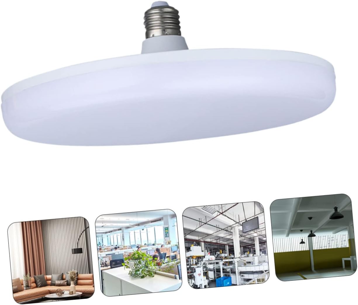 Housoutil Lámpara de techo blanca con platillo volador, lámpara de techo plana, lámpara colgante, farol, luces colgantes blancas, lámpara redonda,