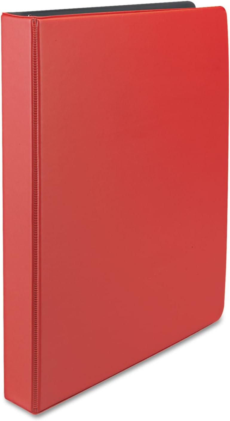 Universal Suede Finish Vinyl Round Ring Binder, 1-Inch Capacity, Red