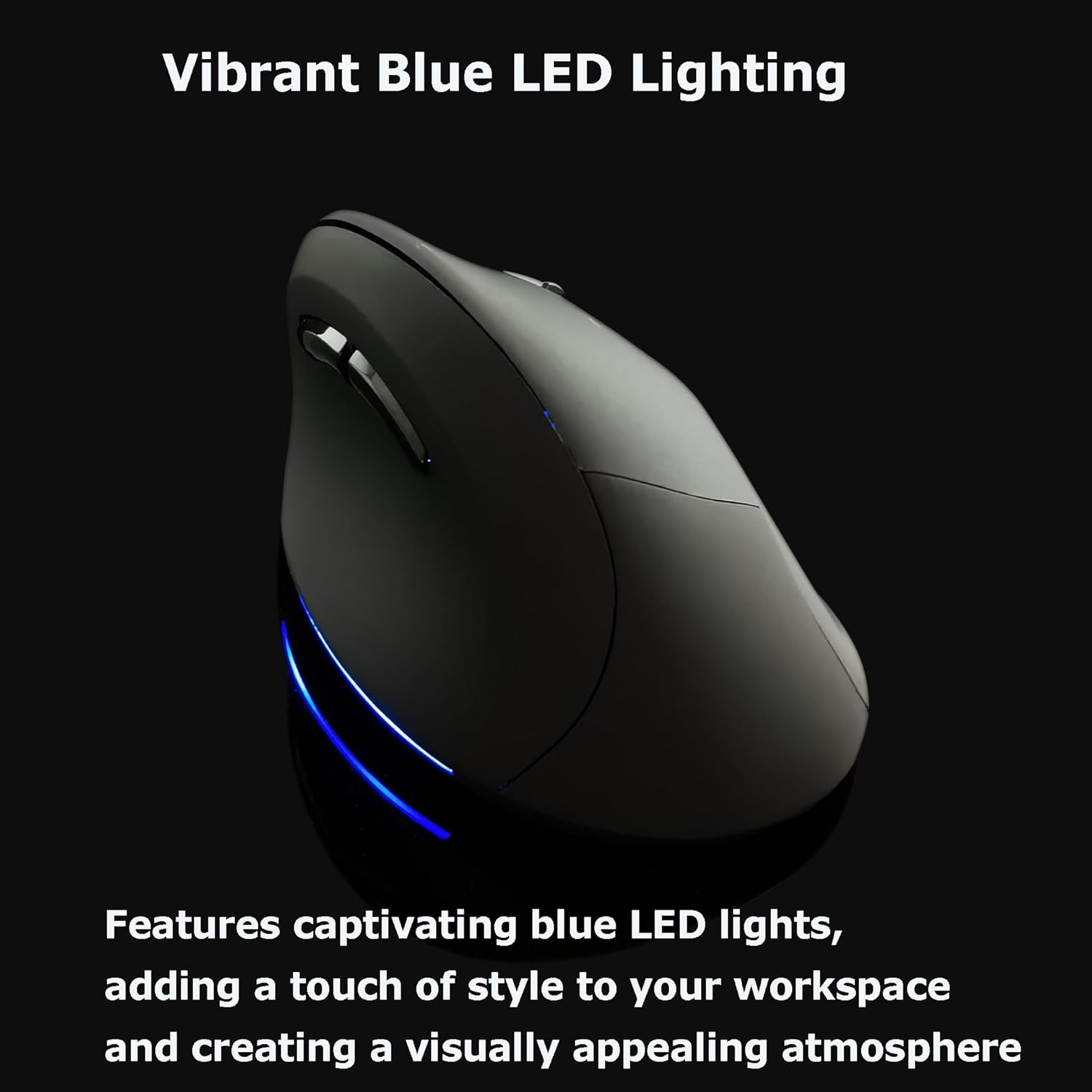 Ratón inalámbrico ergonómico vertical para manos grandes, silencioso, silencioso, Ergo, luz LED azul, 3600 DPI, túnel carpiano, cómodo mouse