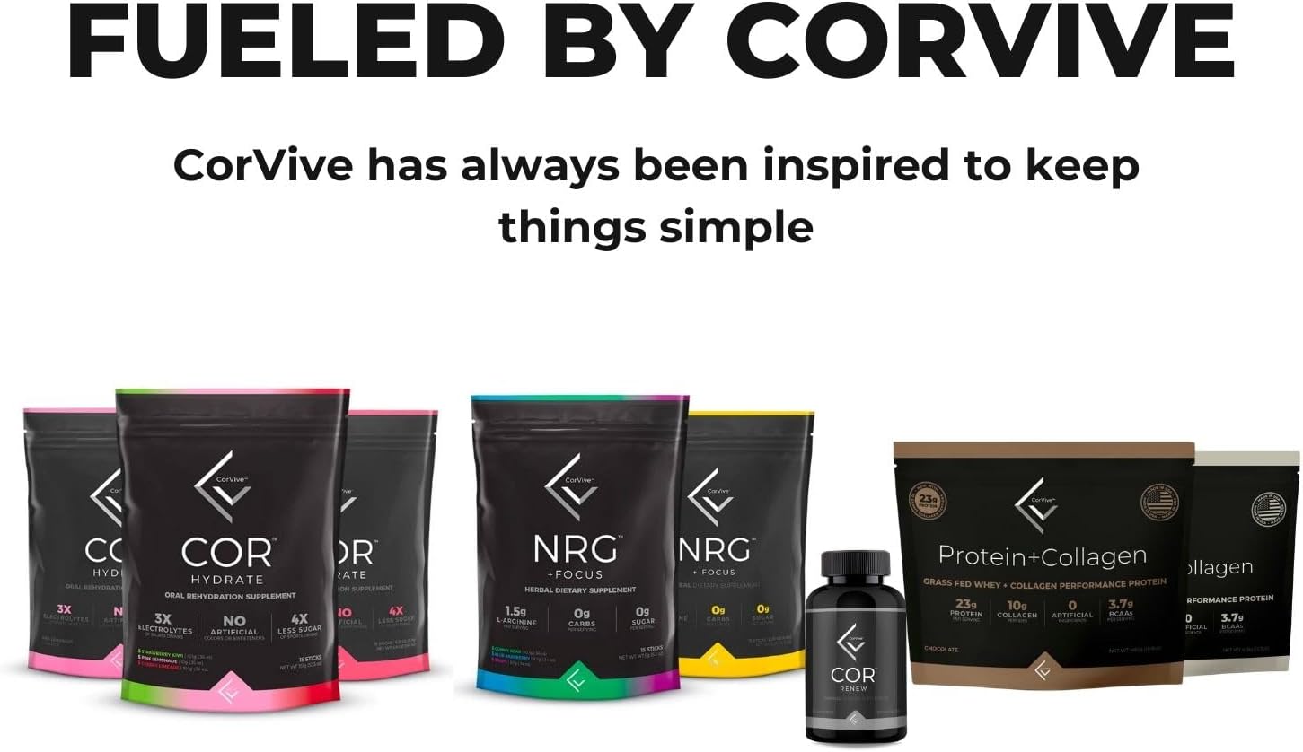CorVive NRG – Mezcla de bebida de limón  Suplemento dietético de hierbas Energy + Focus  Paquetes de salud nootrópicos sin azúcar con cafeína