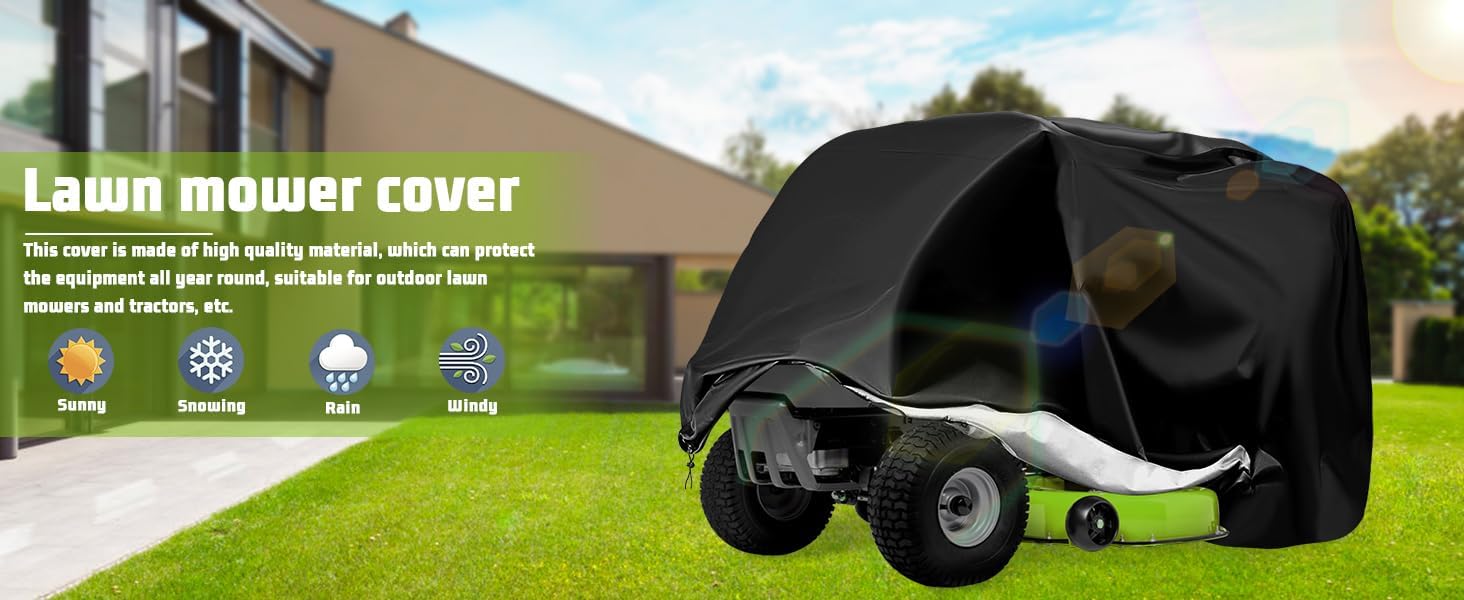 HCFGS Cubierta de cortacésped para montar, cubierta impermeable para tractor para cubiertas de hasta 54 pulgadas, poliéster Oxford 420D resistente,