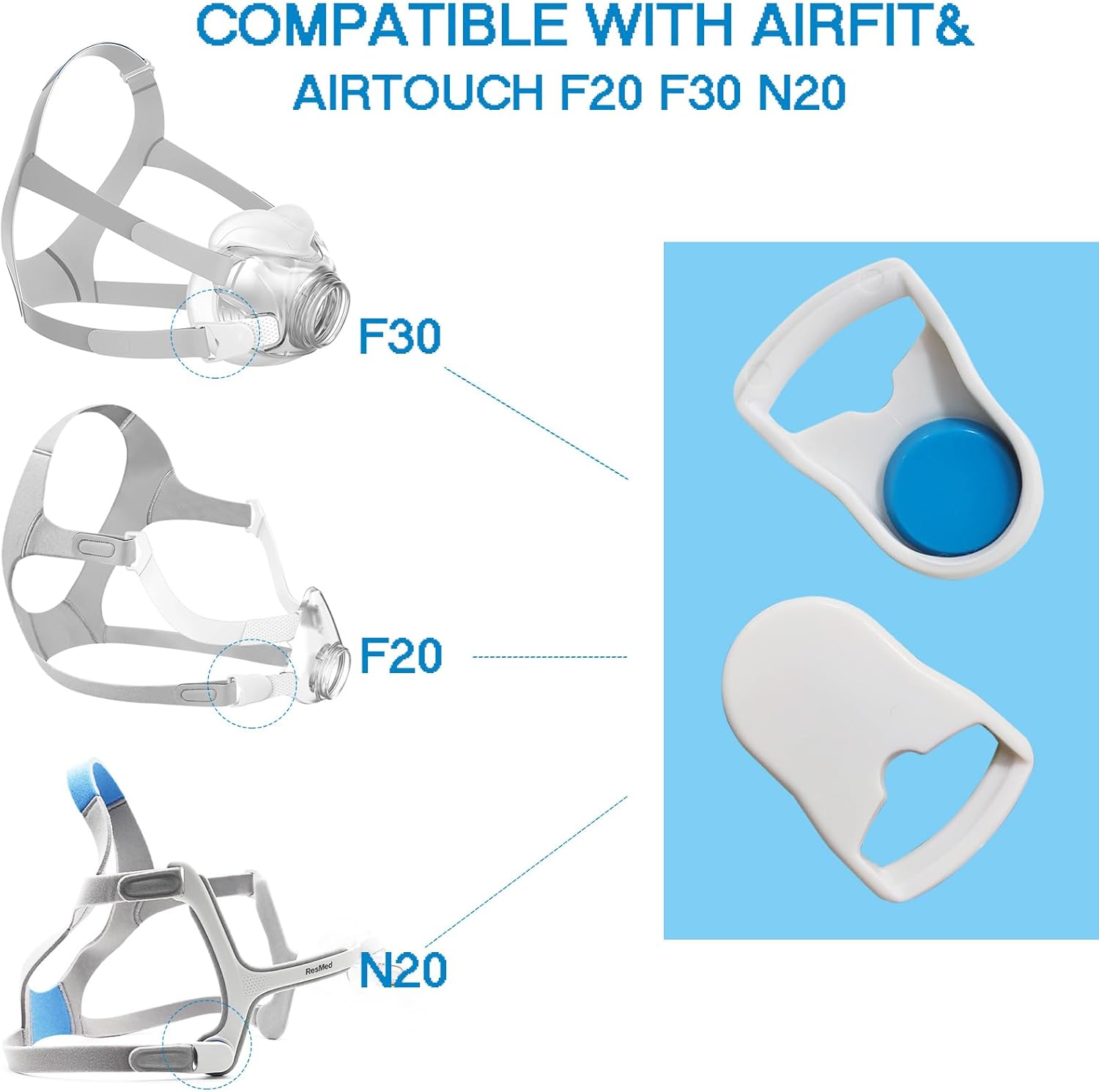 Clips de protección para la cabeza de Cpap de desconexión rápida, máscara magnética compatible con Whit AirFit F20 F30 N20, máscara compatible con