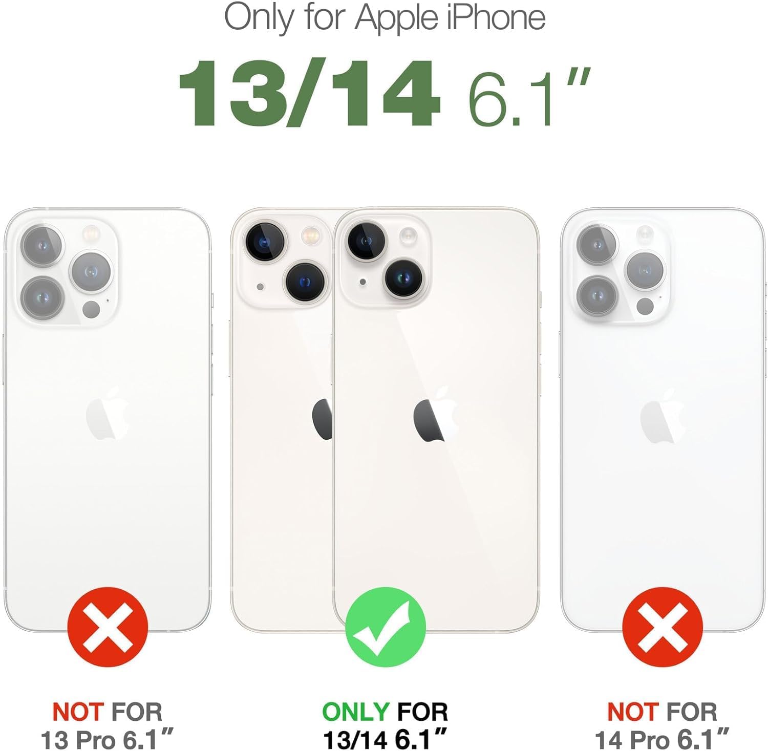 KCJ Funda compatible con iPhone 13 y iPhone 14 con 2 protectores de pantalla, protección contra caídas de grado militar, funda protectora a prueba