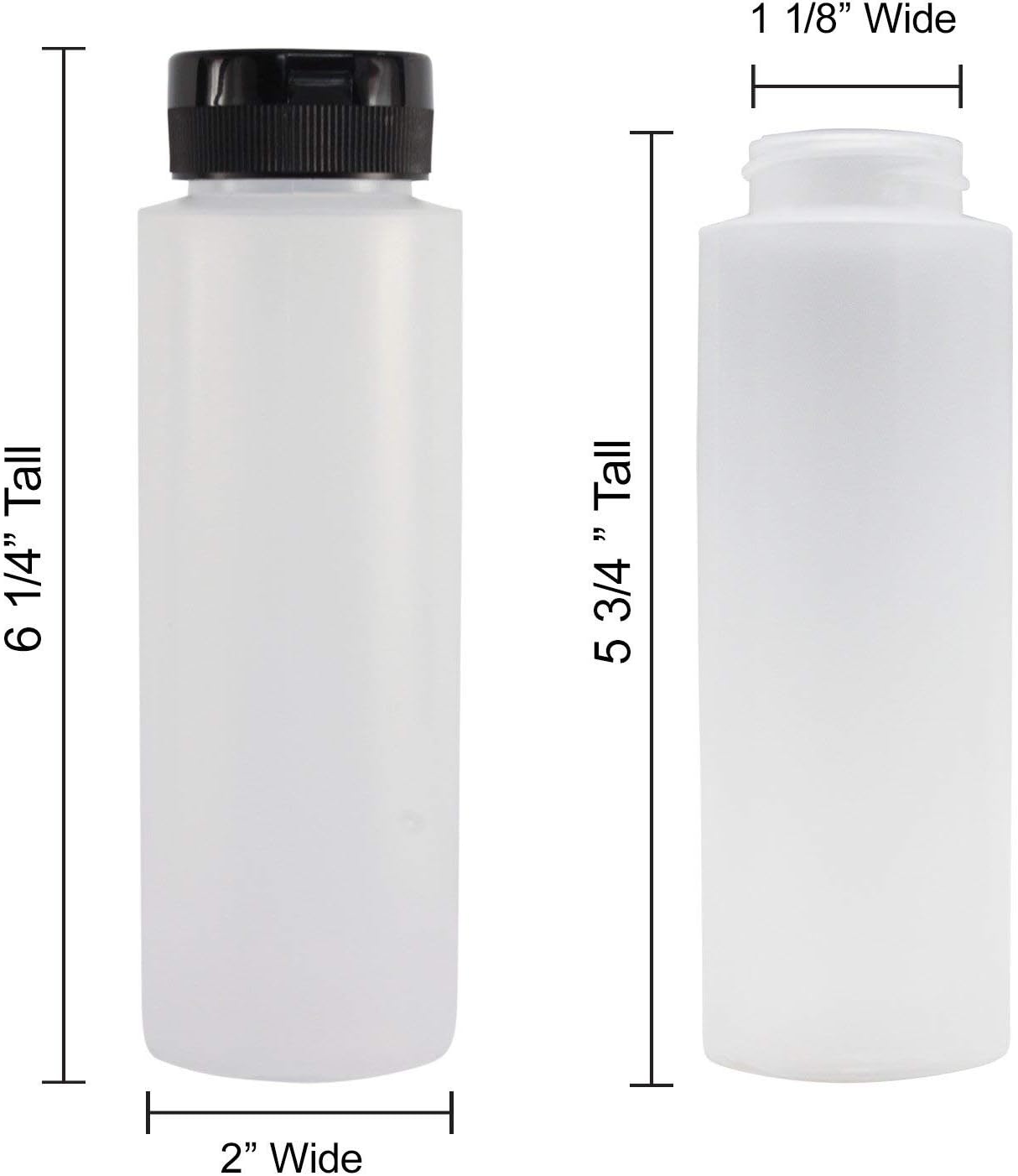 Pinnacle Mercantile Botellas de condimento de plástico fáciles de apretar con tapa superior amarilla de 8 onzas, juego vacío 6