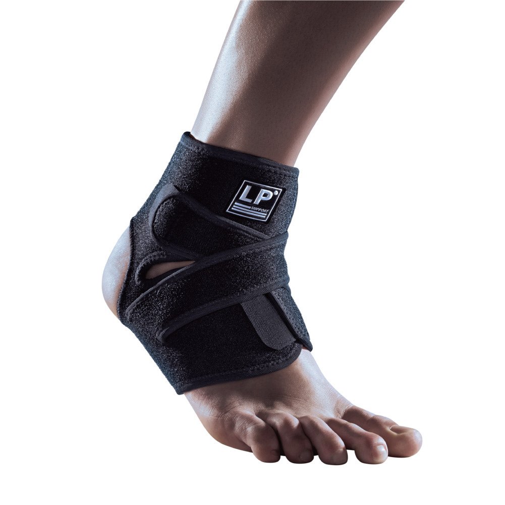 LP SUPPORT 757CA Extreme Tobillera – Soporte y compresión para tobillos débiles o lesionados – Cierre de velcro (negro, tamaño libre)