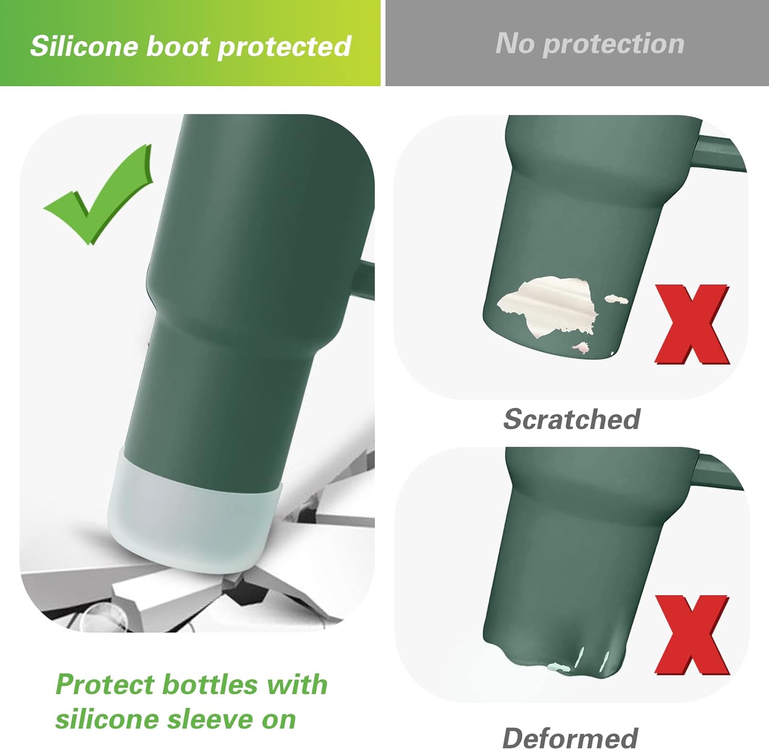 AIERSA 2 vasos de silicona para Simple Modern Trek de 40 onzas con asa, funda protectora para la parte inferior de la botella de agua, accesorios
