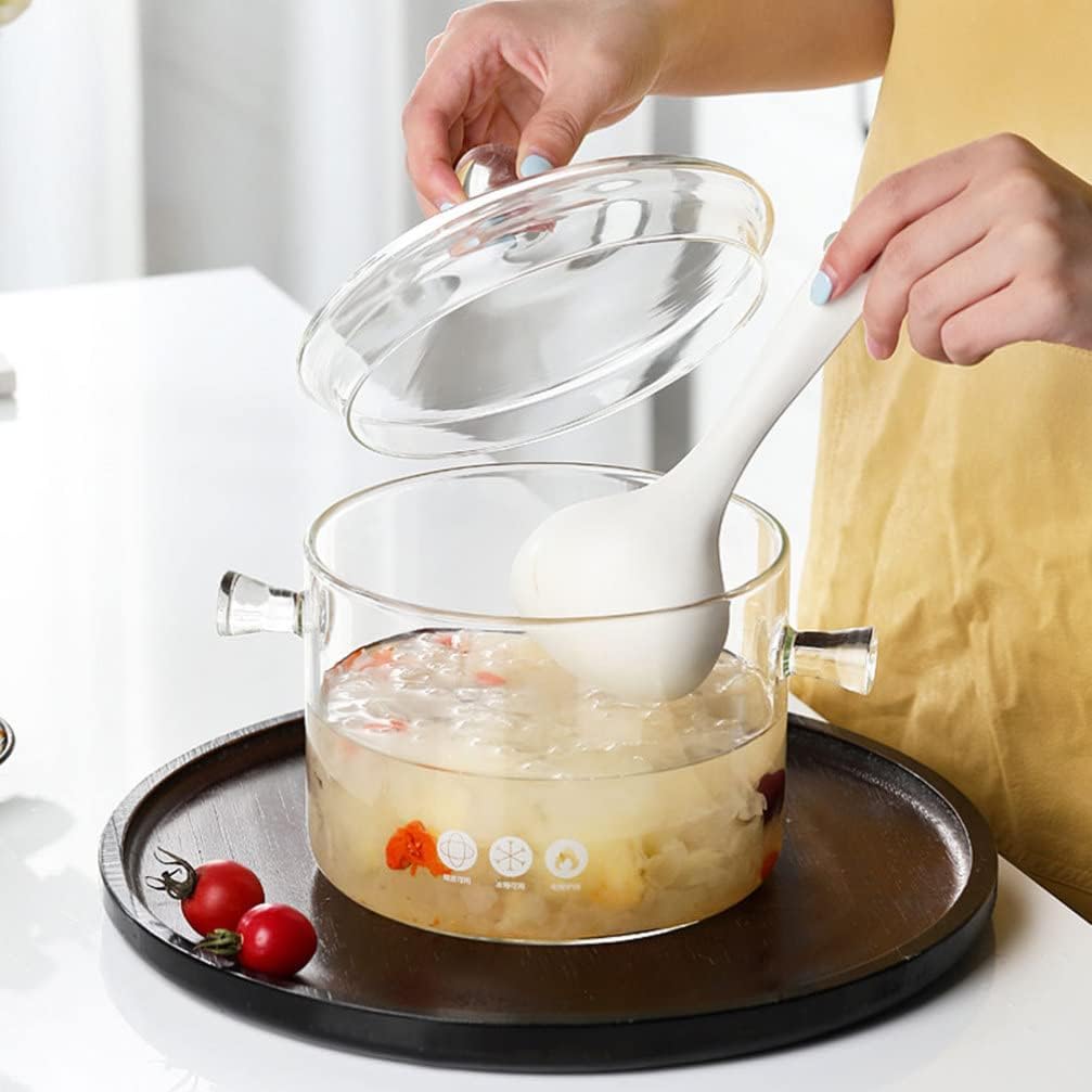 GANAZONO Hervidor de té – Cuencos de vidrio transparente, cacerola con tapa y asa, resistente a la cocina, utensilios de cocina transparentes para