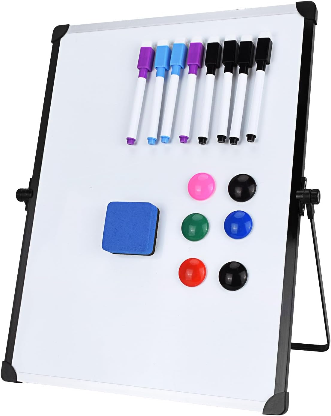 Pizarra de borrado en seco, pizarra de borrado en seco de 16 x 12 pulgadas con soporte y 15 accesorios, pizarra blanca de borrado en seco para
