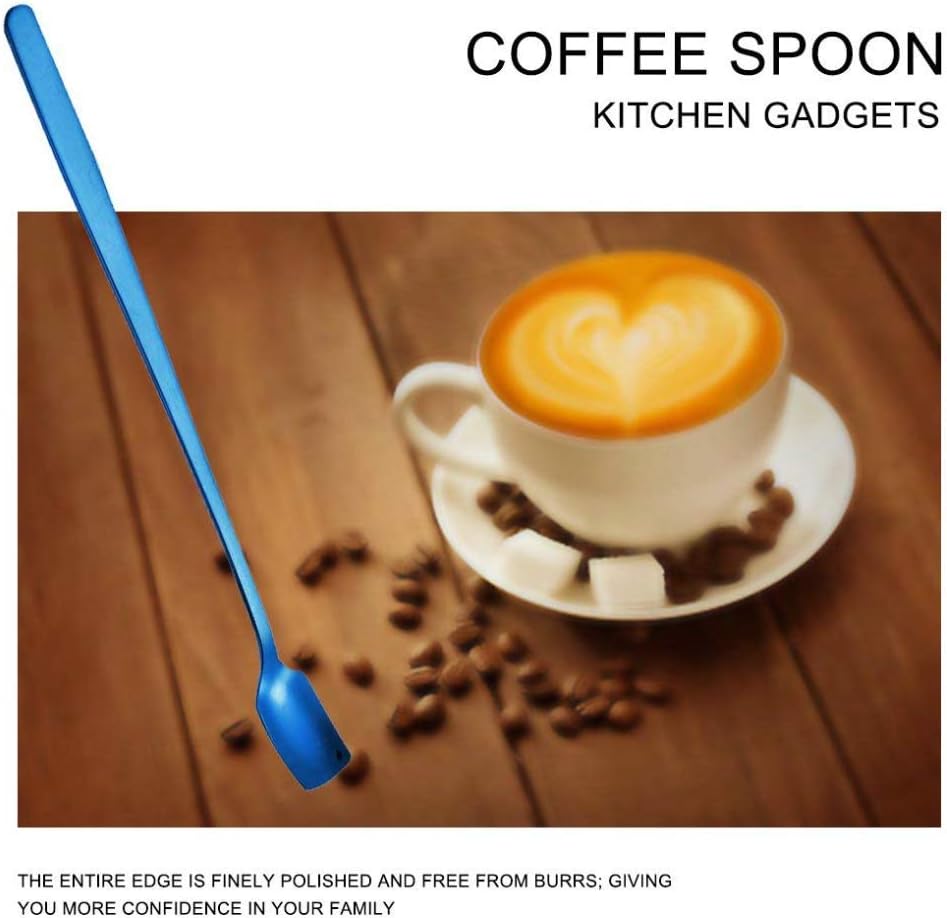COMIART – Cucharas de té helado de mango largo para mezclar, 6.7 pulgadas, cabeza cuadrada, cucharaditas de café, cucharas de cóctel, ideal para uso