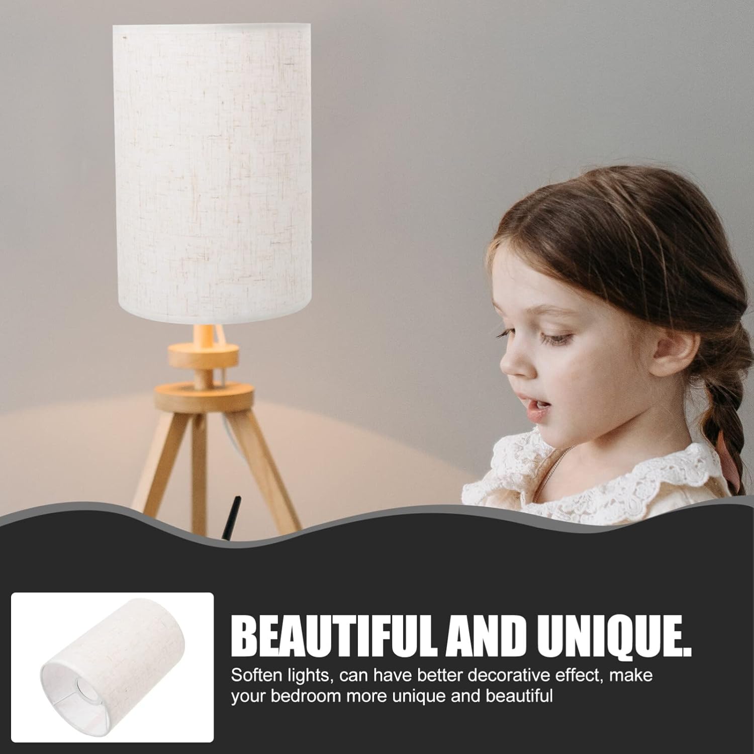 Zerodeko Pantalla de lámpara de lino, pantalla de tambor de tela alta, con clip, cubierta de luz, pantalla cilíndrica, protector de lámpara de