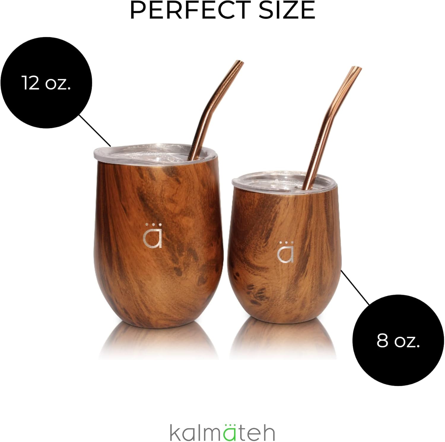 Kalmateh Yerba Mate Gourd – Acero inoxidable de doble pared con tapa sin BPA, filtro de bombilla y limpiador de bombilla, verde camuflaje, 8 onzas