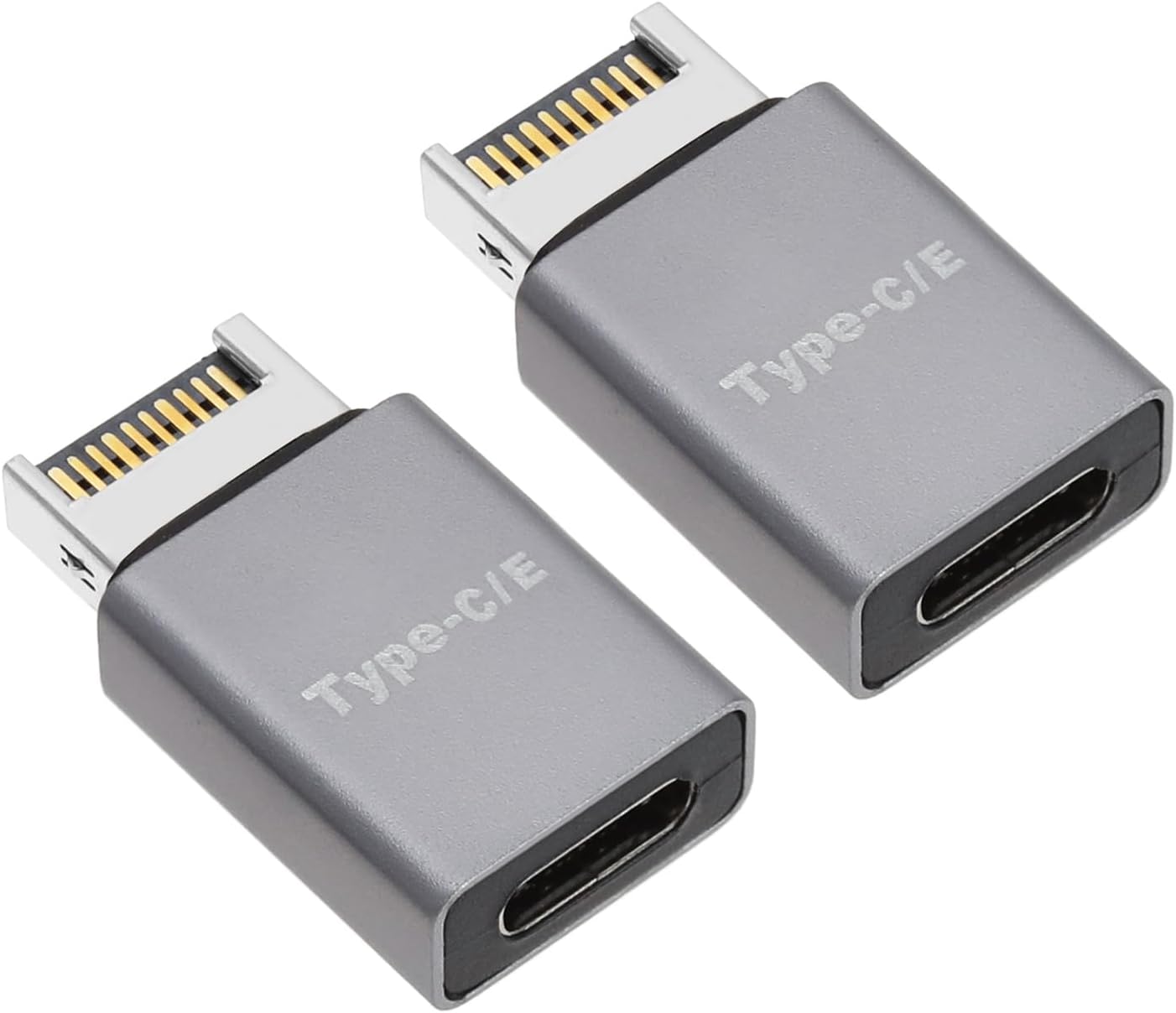2 unids USB 3.1 Tipo E a Tipo C Adaptador de metal Placa base de computadora Adaptador frontal Accesorios de computadora 10Gbps 1.004×0.571×0.272 in