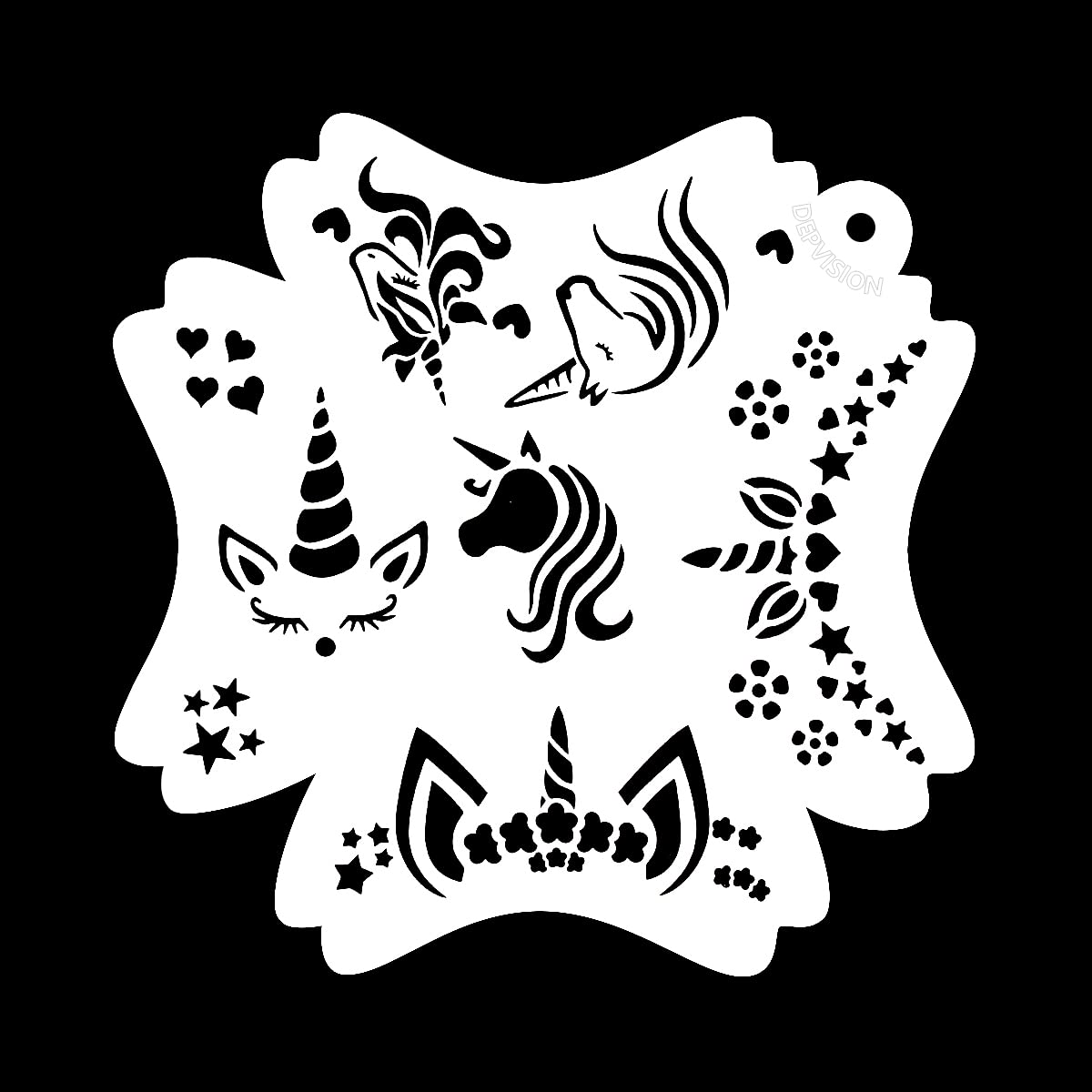 Depvision – Plantillas de pintura facial reutilizables para pintura artística del cuerpo de la cara, plantillas de maquillaje para fiesta de
