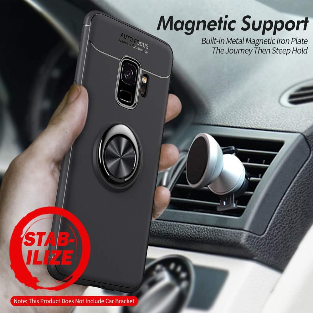 Asuwish Funda de teléfono para Samsung Galaxy S9 con protector de pantalla de vidrio templado y soporte para anillo, accesorios de celda de TPU