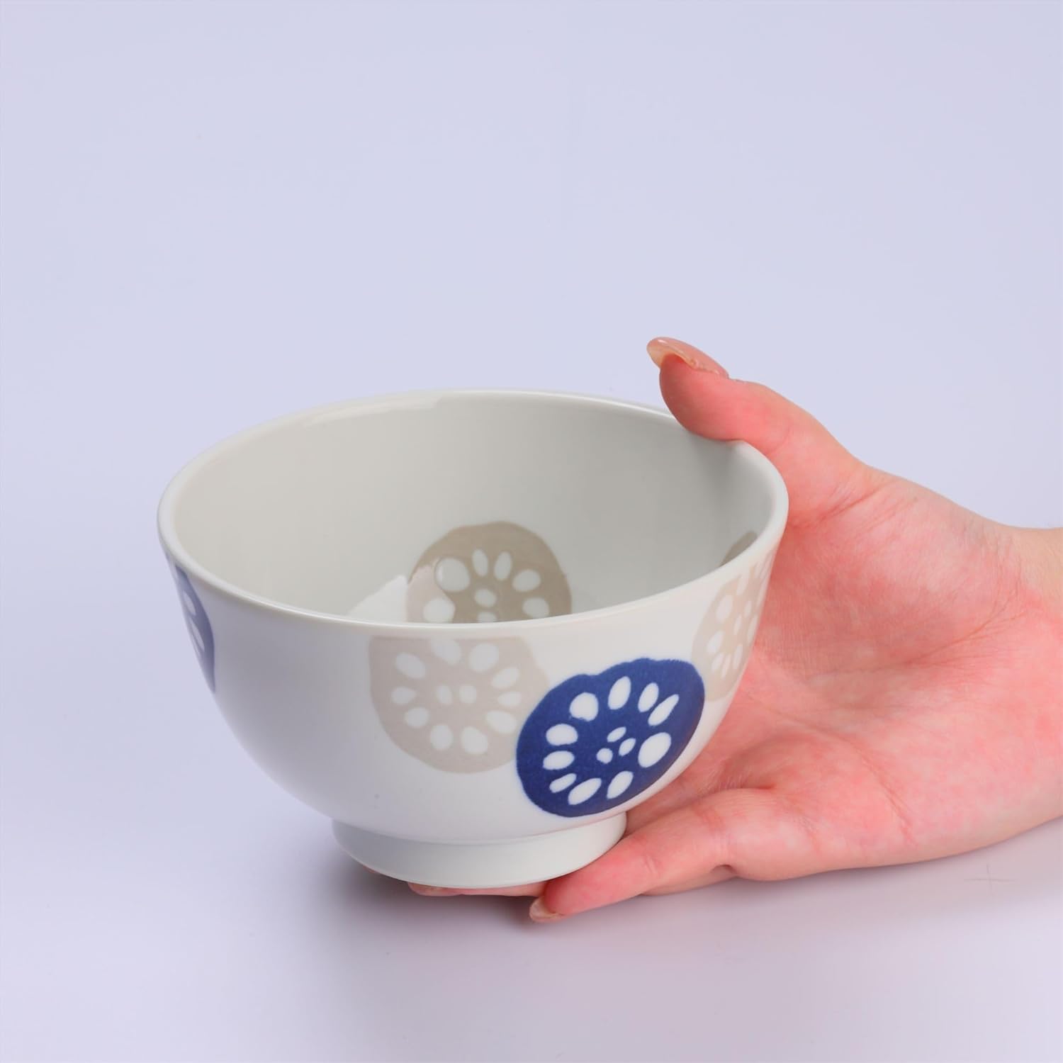 Mino Ware Renkon – Juego de 2 cuencos de arroz ligeros, cuencos para cereales, color azul, 9 onzas líquidas, 5 pulgadas