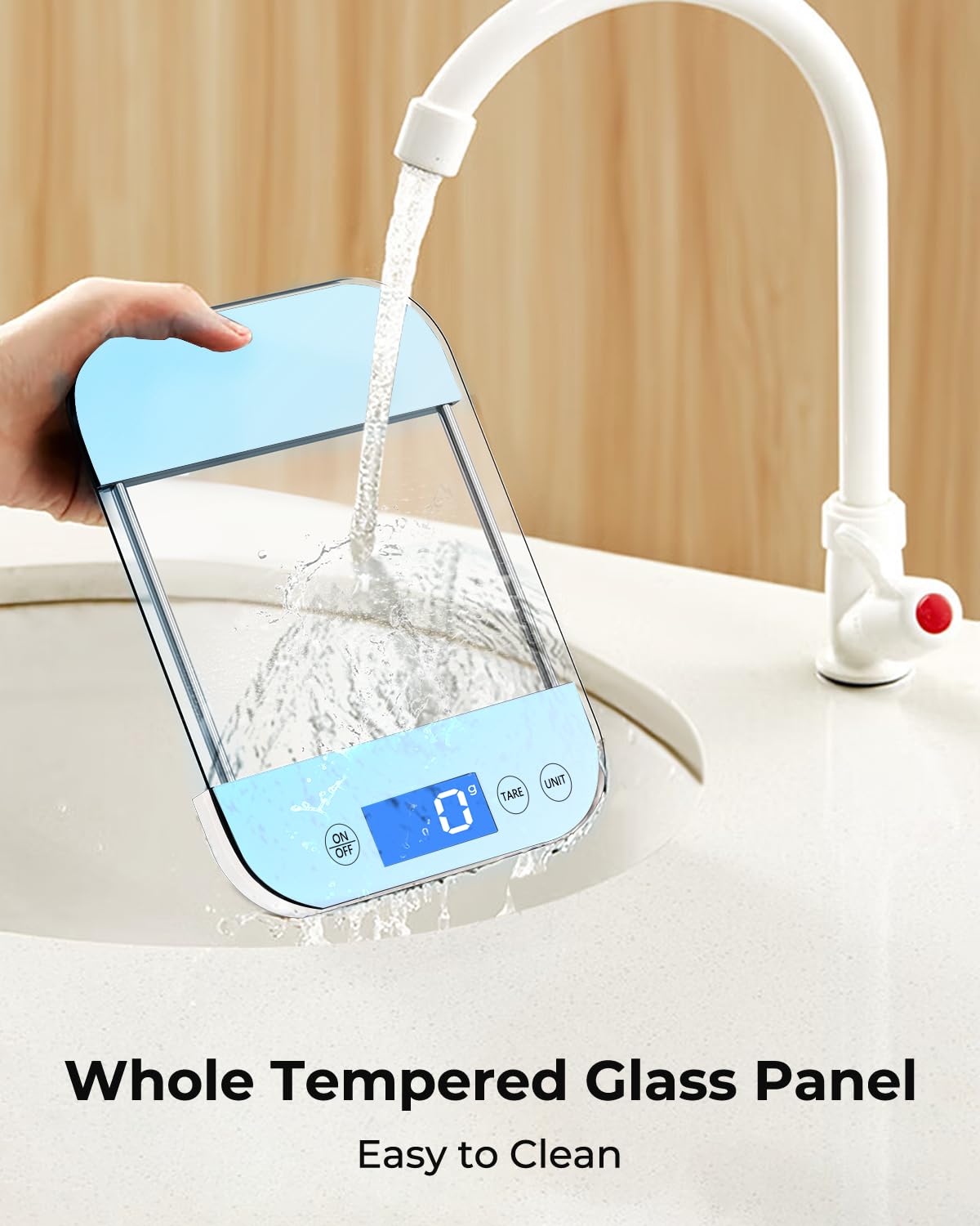 AZC Báscula digital recargable de alimentos gramos y onzas, máximo 33 libras mínimo 0.18 oz, panel de vidrio templado totalmente impermeable, diseño