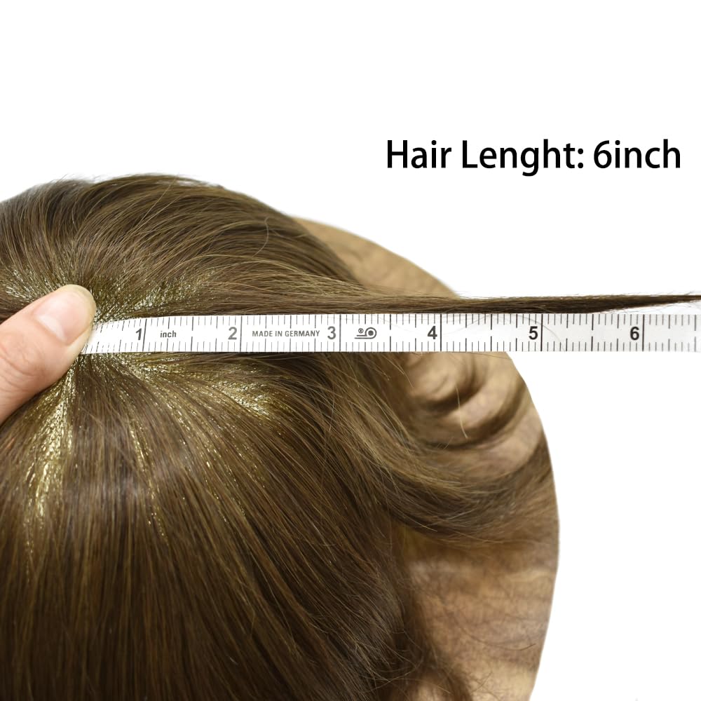 Toupee para hombres Cabello humano real para hombre Toupee Hair Piece para hombres Fine Mono Men Sistema de cabello Poly Skin para hombres, postizos