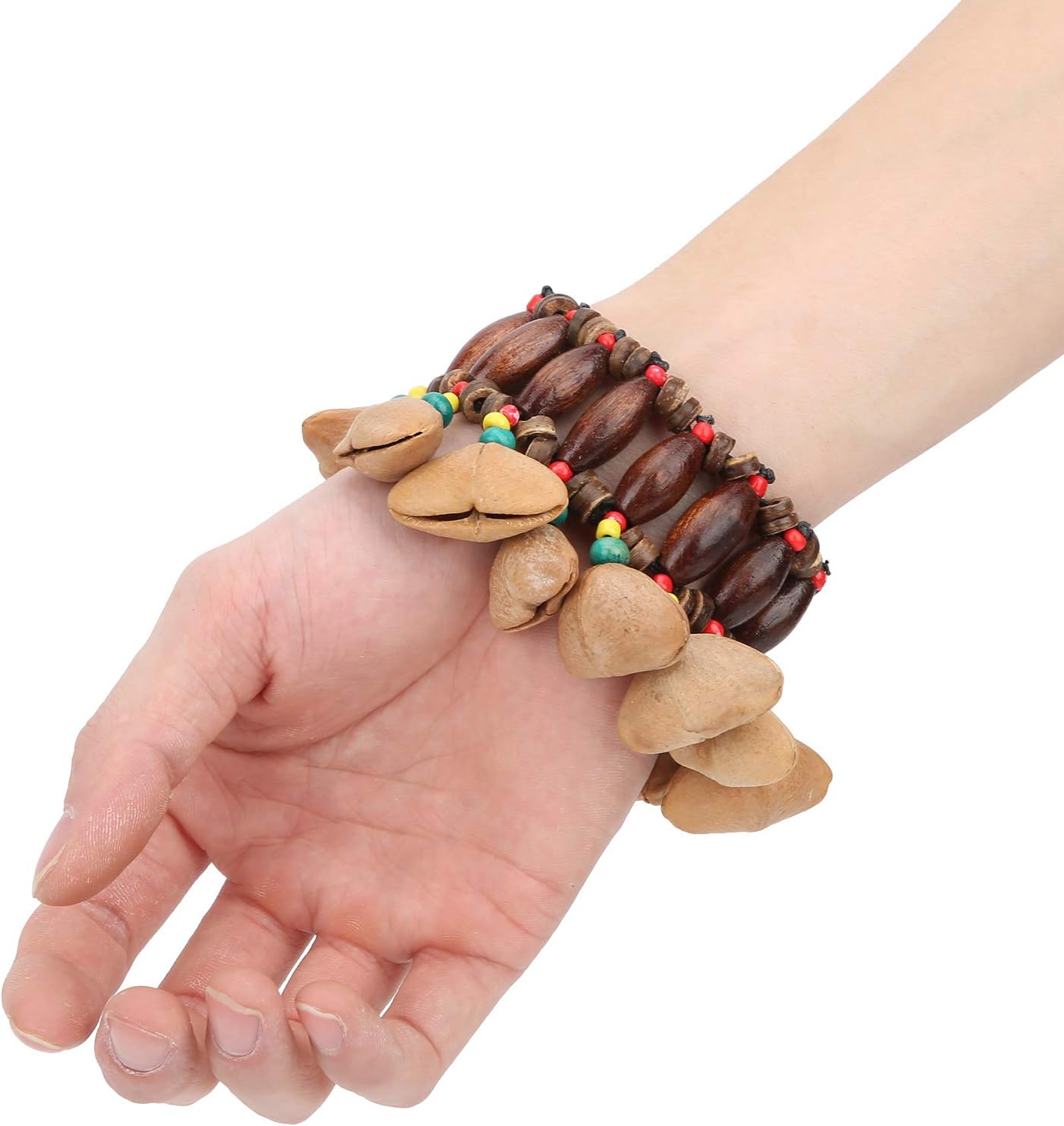 RiToEasysports Pulsera de tambor africano, hecha a mano, con concha de nuez, percusión, estilo tribal africano, pulsera de tambor con sonido nítido