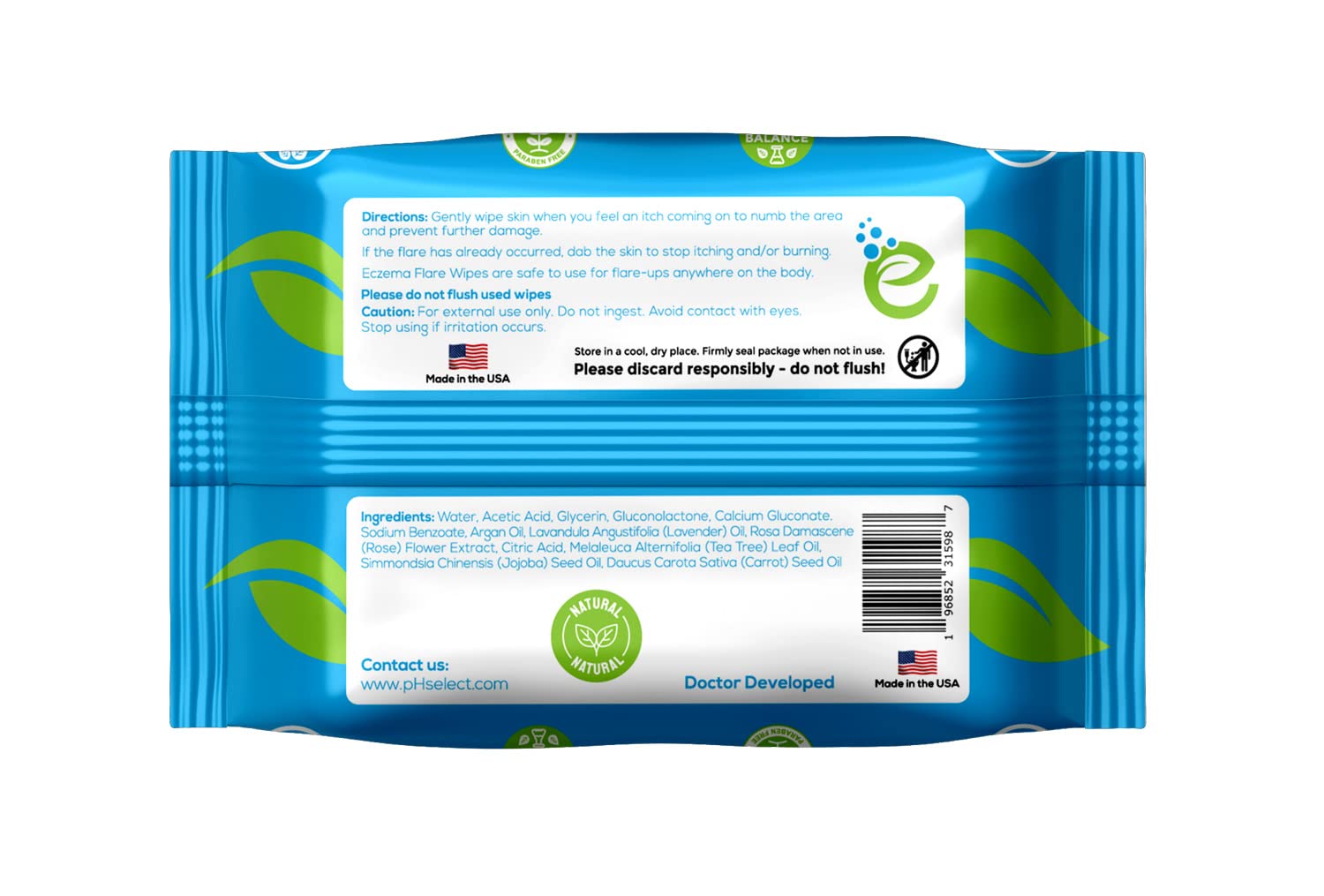 Eczema Flare Wipes – Alivio del eccema de acción rápida totalmente natural, antipicazón, reduce la inflamación y protege la barrera de la piel,