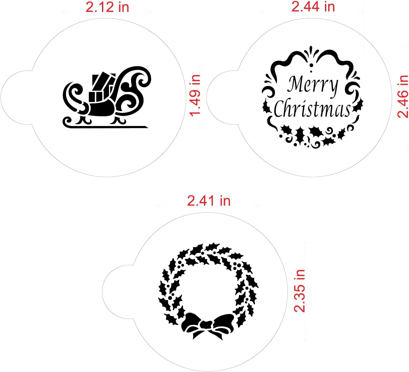 Designer Stencils Plantillas de pastel navideñas Greetings, beigesemitransparentes