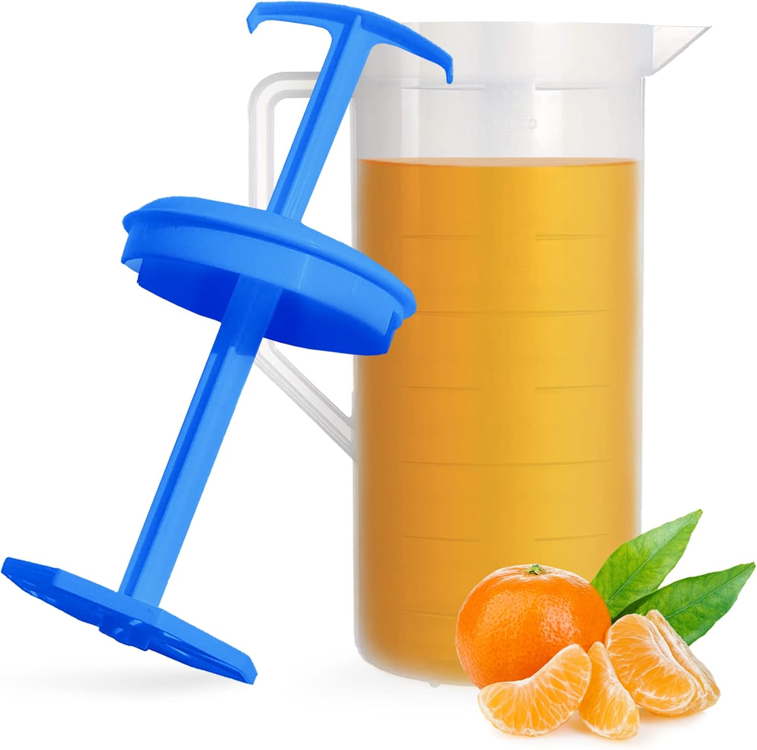 Jarra mezcladora para bebidas, jarra de agua de plástico con tapa y émbolo con cuchillas en ángulo, recipiente de jugo de mezcla fácil, capacidad de