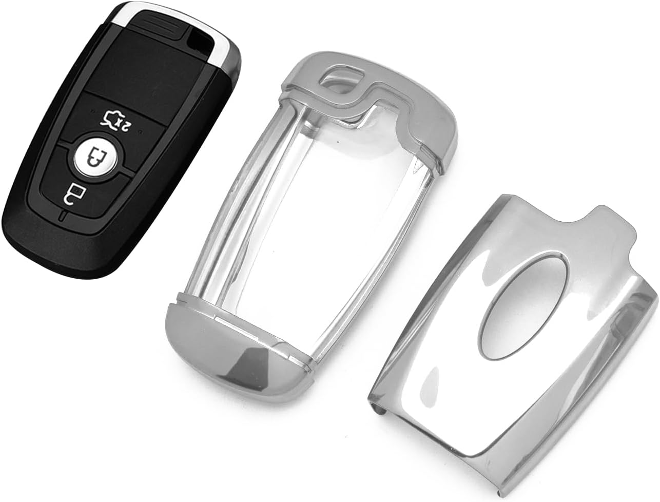 Xotic Tech – Carcasa para llavero de TPU plateado, compatible con Ford Edge Escape Expedition Explorer Mustang Ranger F-150 F-250 o Lincoln Corsair