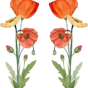 SUPERDANT Pegatinas de pared de flores de amapola, calcomanías de pared florales rojas, cabecero de dormitorio, decoración de pared, arte de SUPERDANT Pegatinas de pared de flores de amapola, calcomanías de pared florales rojas, cabecero de dormitorio, decoración de pared, arte de
