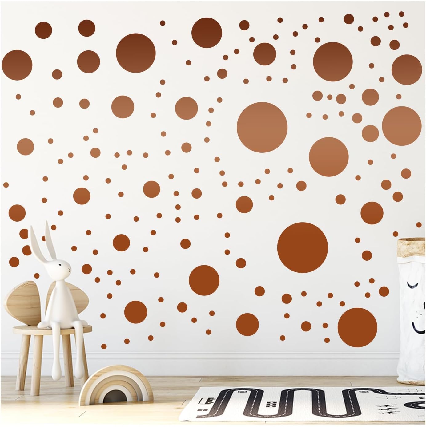 StickerDeen Más de 500 calcomanías de pared de círculos de lunares surtidos para dormitorio de niños, sala de estar, aula, sala de juegos,