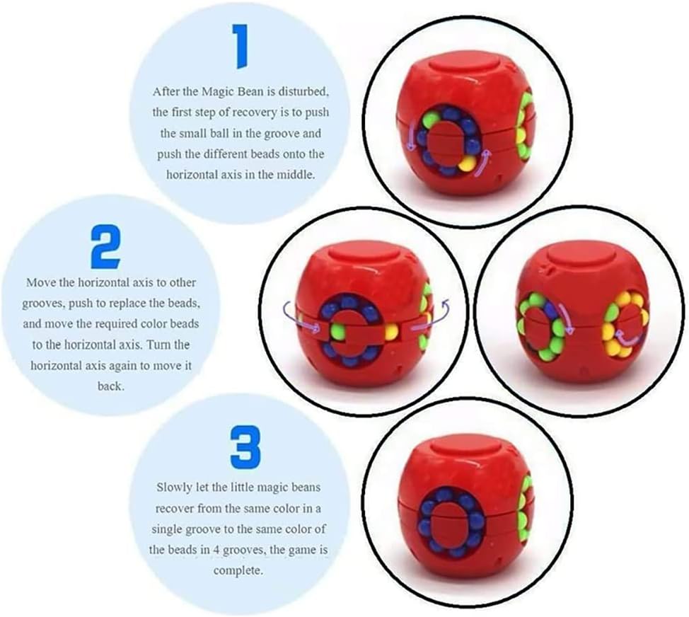 Cubo mágico de frijoles giratorios Fidget Puzzle Juguetes Pelota Anti Estrés Juegos de IQ Educativo Sensorial Regalo de Pascua para niños, niñas,
