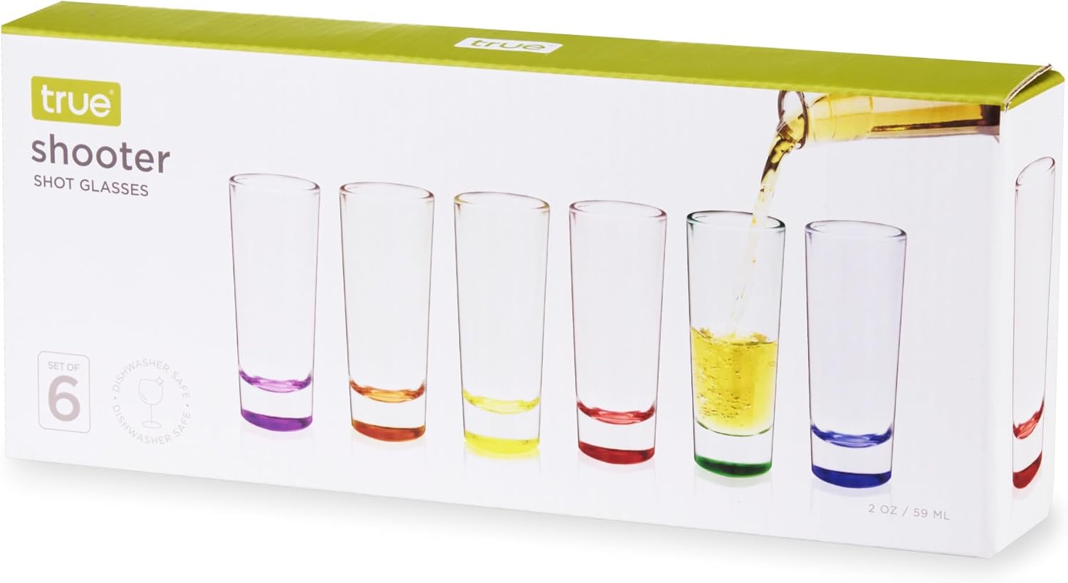 True Juego de 6 vasos de tiro, vasos de chupito de tequila, vasos de chupito para whisky, juego de vasos de chupito de 2 onzas, vasos de chupito