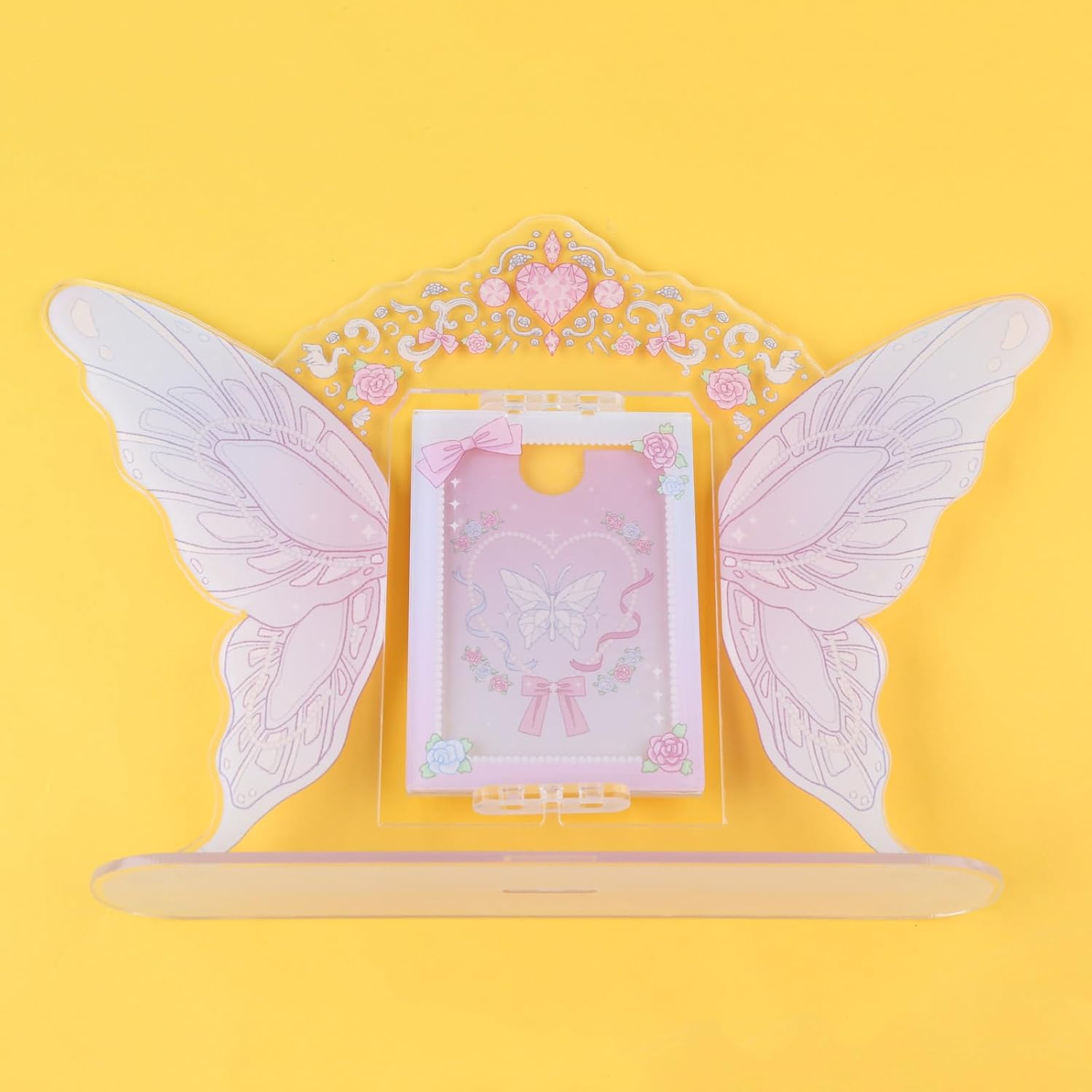 BELOWSYALER – Marco de fotos de acrílico, giratorio, mariposa, soporte de exhibición para decoración del hogar, dormitorio, dormitorio