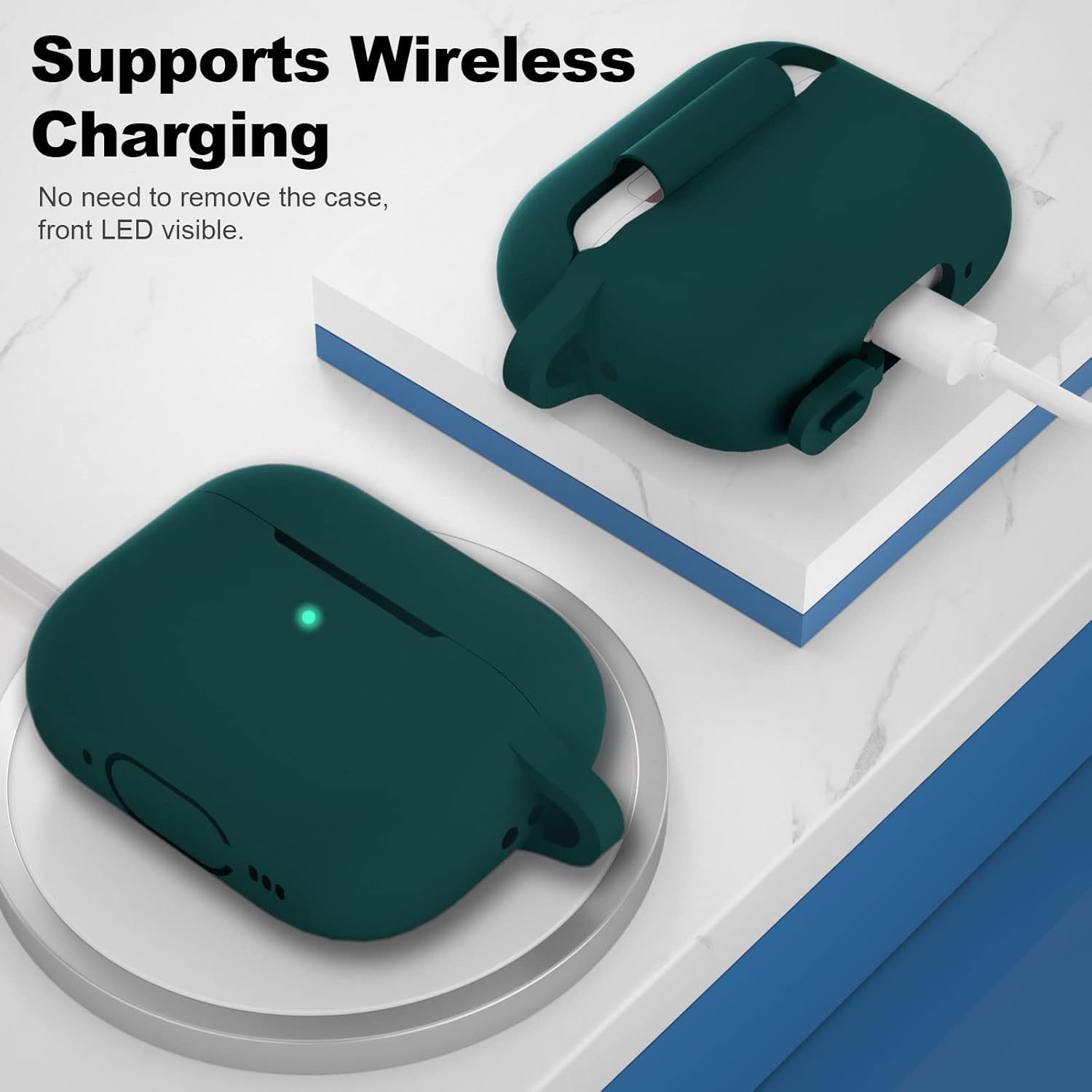 ATUAT Funda para AirPods Pro de 2 generación, accesorios protectores de silicona con llavero para mujeres y hombres para Apple AirPods Pro Gen 2