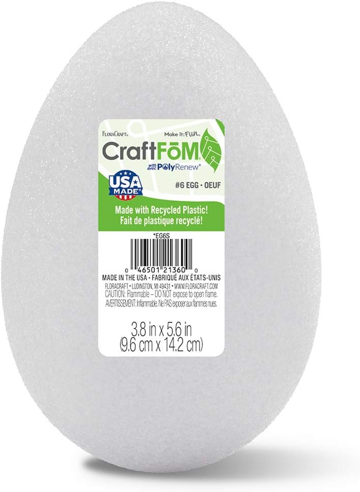 FloraCraft CraftFM – Huevo de 3.8 x 5.6 pulgadas, color blanco