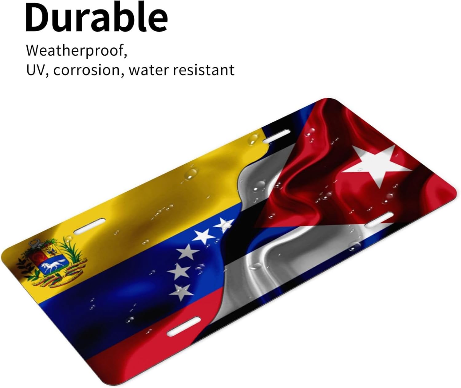 Placas de matrícula de bandera cubana de Venezuela y Cuba para la parte delantera del automóvil, etiqueta de aluminio de metal de 6 x 12 pulgadas,
