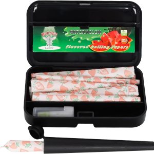HORNET Paquete de 10 papeles de liar saborizados, conos preenrollados con sabor a fresa, caja de plástico con tubo de cigarrillo a prueba de olores HORNET Paquete de 10 papeles de liar saborizados, conos preenrollados con sabor a fresa, caja de plástico con tubo de cigarrillo a prueba de olores