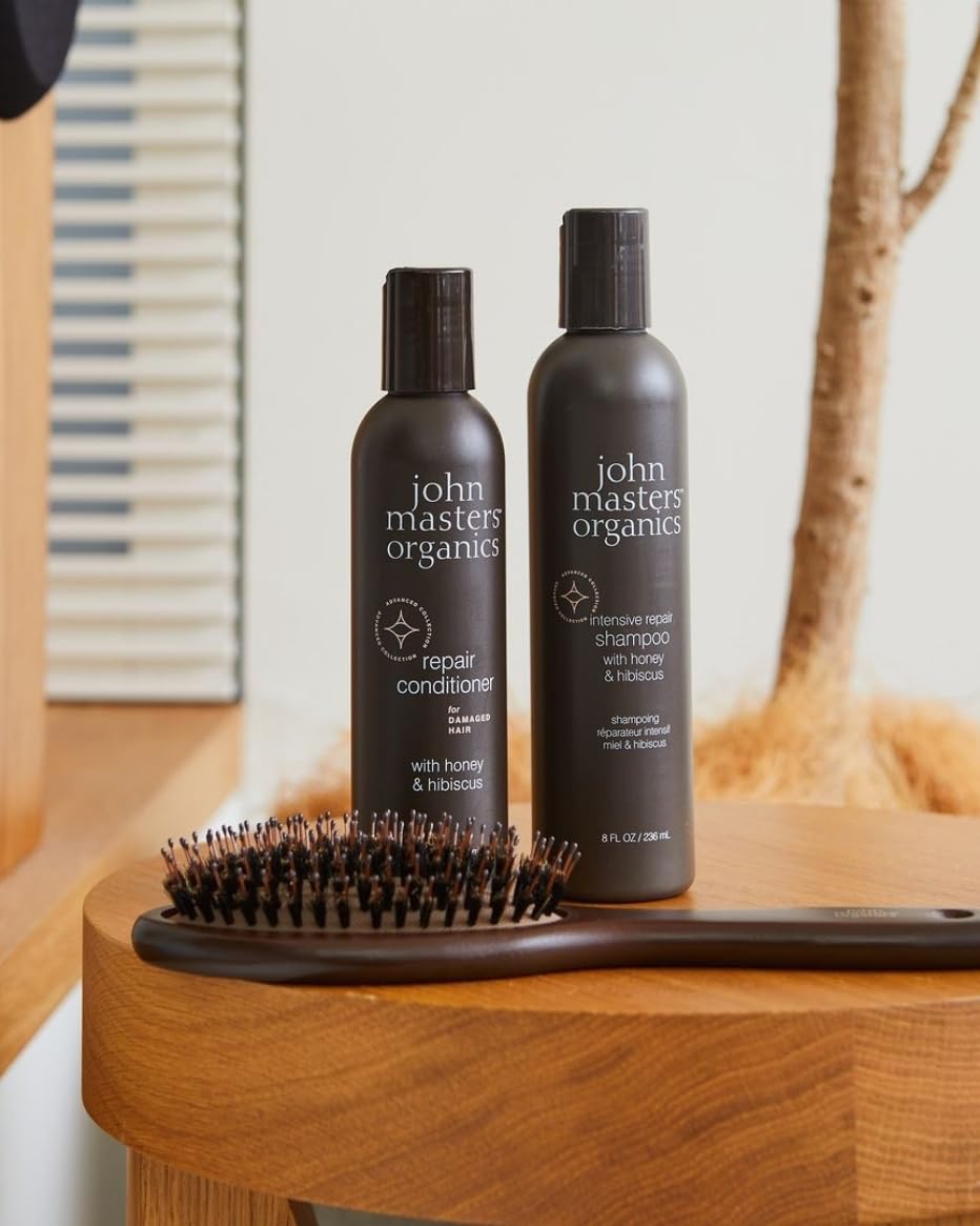 John Masters Organics  Acondicionador de reparación para cabello dañado con miel e hibisco  453 ml (nuevo)
