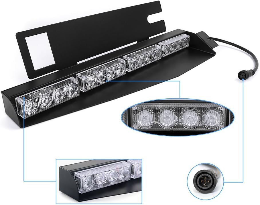 Baliza con visera LED de 32W, luz estroboscópica de emergencia para parabrisas, lámpara de tablero con plataforma con montaje separado, Ambar