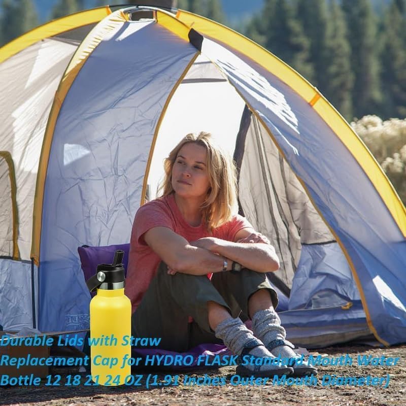 Tapa de popote para Hydroflask, tapas con popote para Hydro Flask, tapa de popote de boca estándar de 18, 21, 24 onzas, tapa de repuesto, botella de