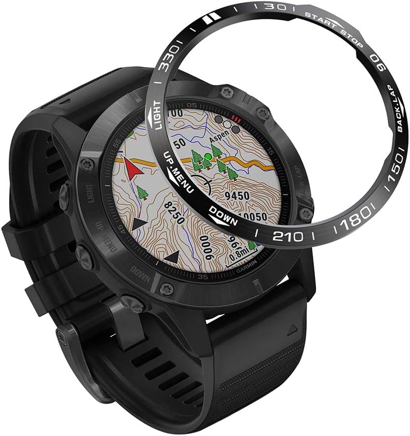 Anillo de bisel para reloj Garmin Fenix 6X6X Pro, KTAB Premium acero inoxidable reloj bisel anillo adhesivo cubierta anti arañazos y colisión