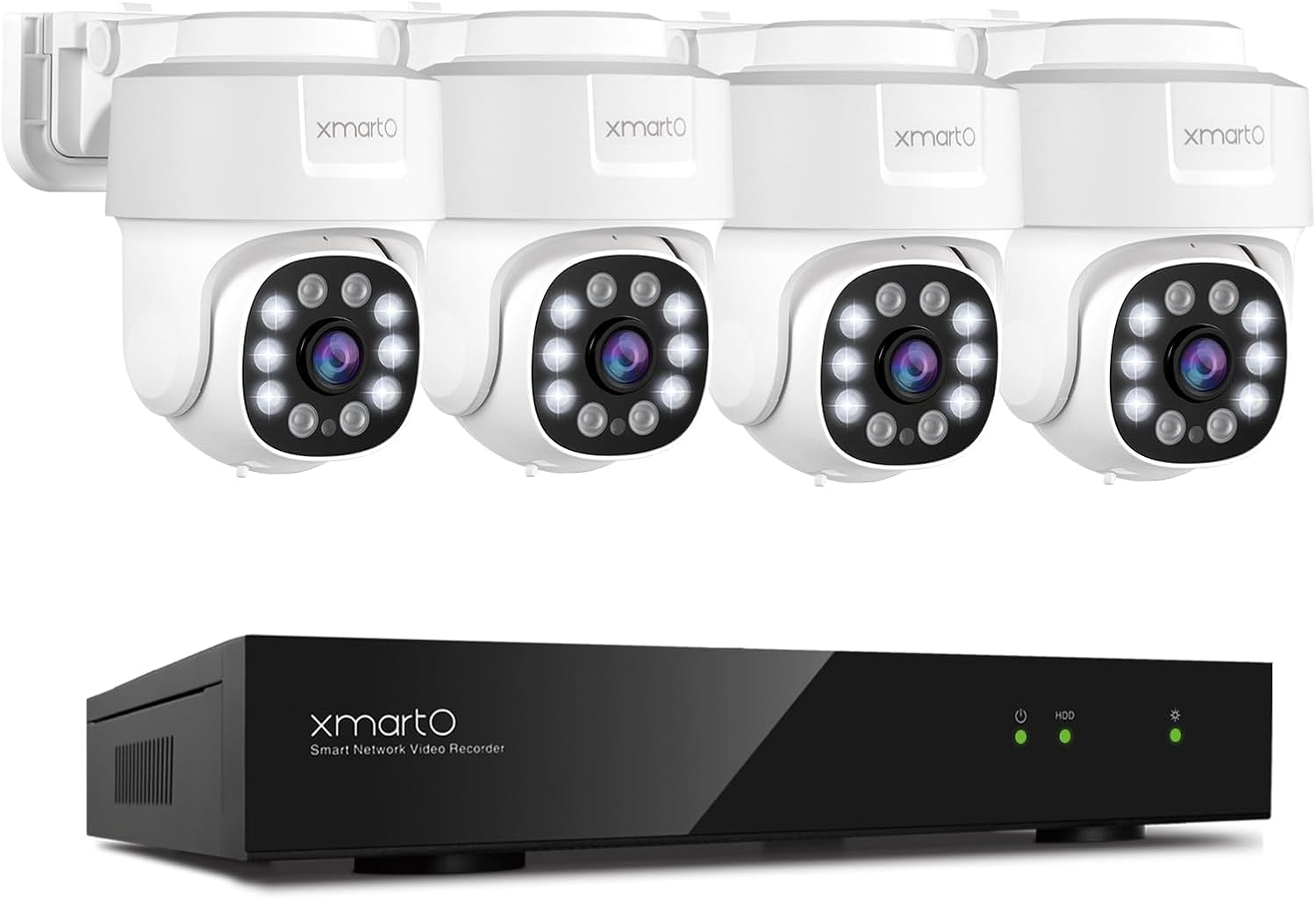 XMARTO Sistema de cámara de seguridad PoE de seguimiento automático de 8 canales 4K H.265, zoom panorámico, juego de 4 cámaras de vigilancia con