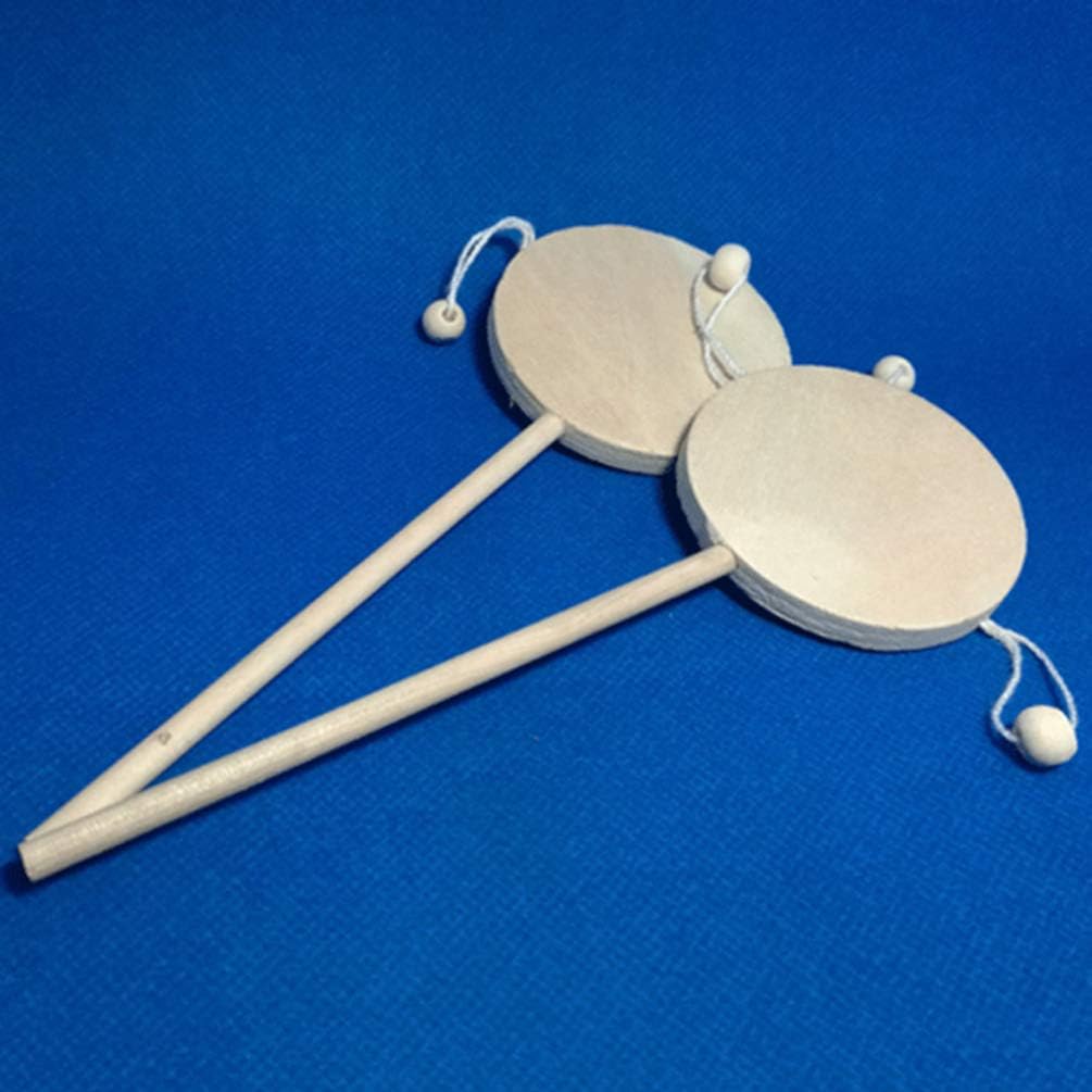 EXCEART Juguete para bebé, 6 piezas de sonajero musical de madera, sin terminar, tambor de madera, esquina redonda, artesanía, tambor de agitación,