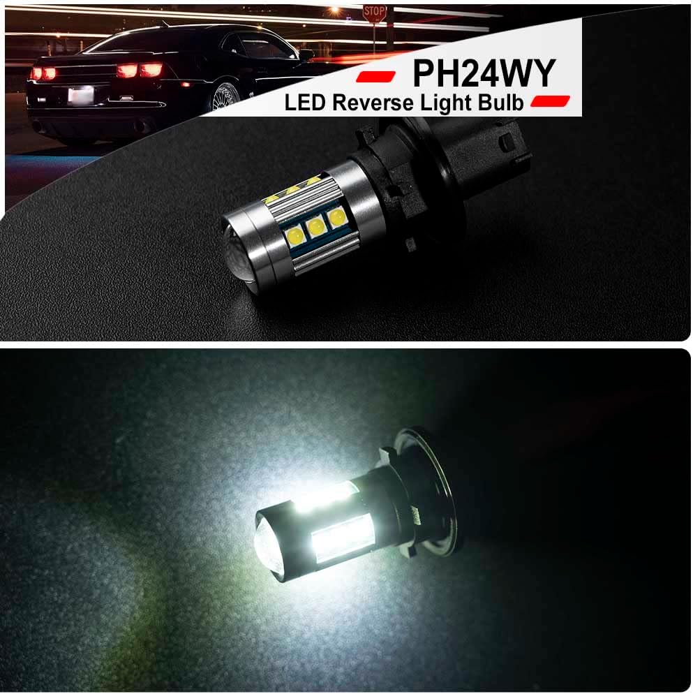 NSLUMO PU20d Base PH24WY PH24W Bombillas LED de retroceso de repuesto para Chevy Camaro 12184 12185 Luces de marcha atrás LED 6500K Xenon White