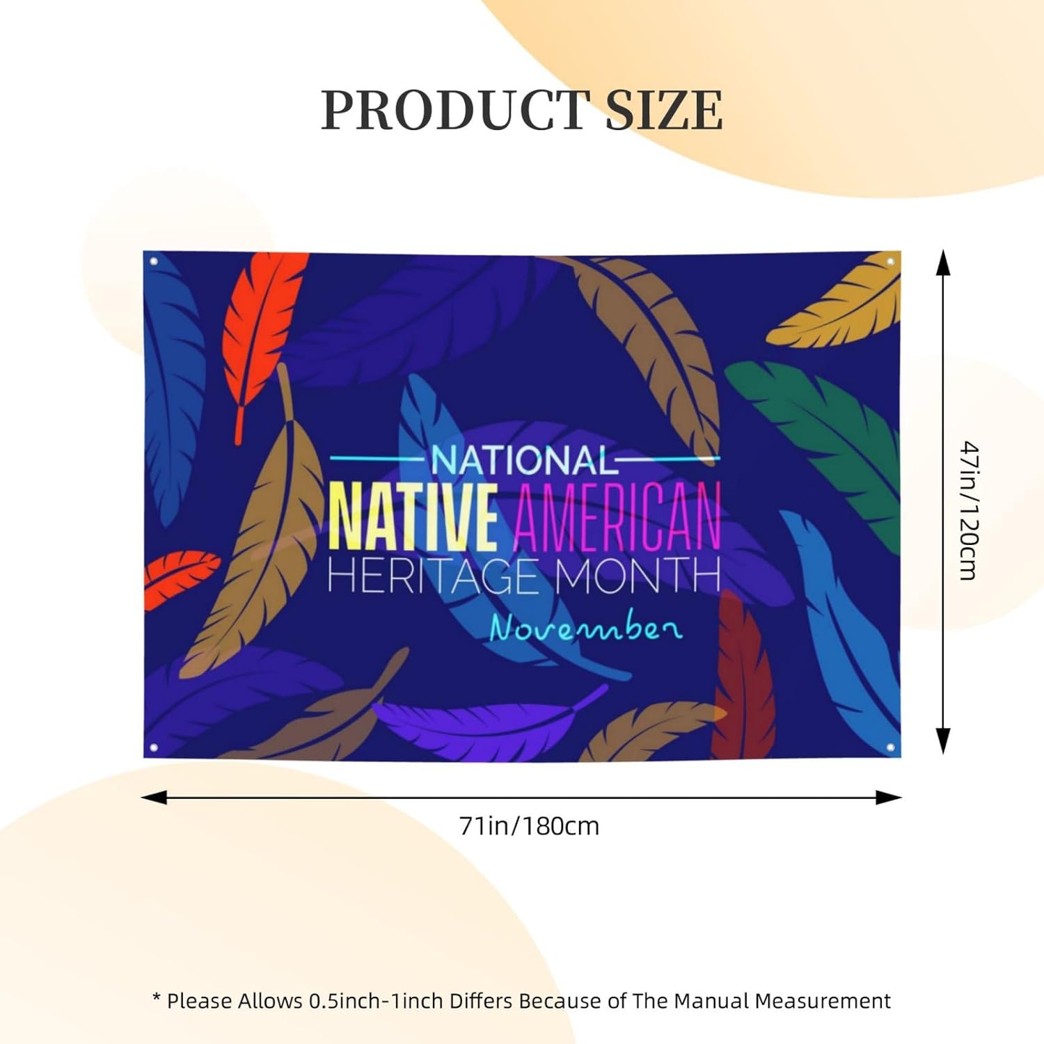 Póster del Mes de la Herencia Nativa Americana, telón de fondo festivo, decoración de fondo grande, decoración del hogar para fiesta, pancarta de