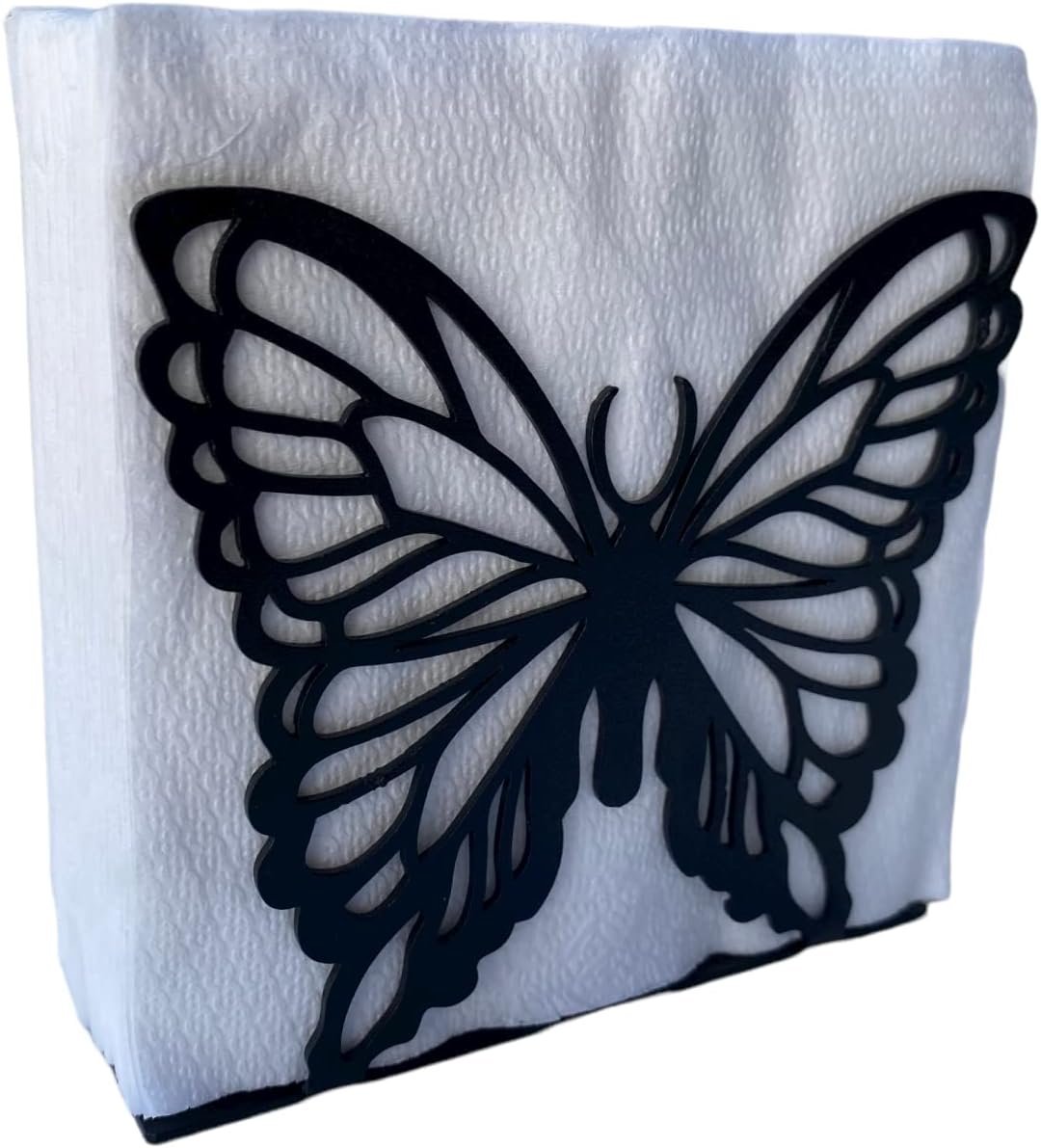Servilletero negro para mesa, servilletero con diseño de mariposa, dispensador de pañuelos para encimeras de cocina, mesa de comedor y picnic,