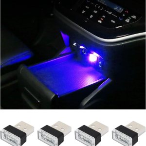 4 lámparas LED USB para el interior del automóvil, luz nocturna de decoración USB enchufable, kit de iluminación ambiental portátil para automóvil, 4 lámparas LED USB para el interior del automóvil, luz nocturna de decoración USB enchufable, kit de iluminación ambiental portátil para automóvil,